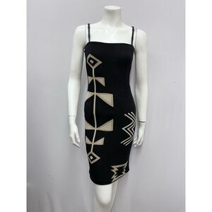 Ralph Lauren Black Label Dress Knit & Leather Strap Southwestern Print Design XS